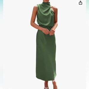 Green Sleeveless Mock Neck Dress